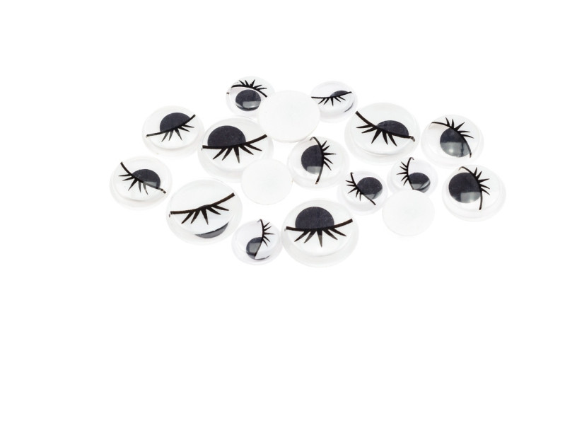 Ruchome oczka czarne rzęsy 12,15, 18mm (16szt) RO15 Brewis